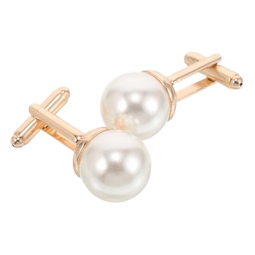 TOPPERFUN 2 Stück Perlen Manschettenknöpfe Herren French Cuff Shirt Schmuck Zinklegierung Business Hochzeit Anzug Accessoire Elegant von TOPPERFUN