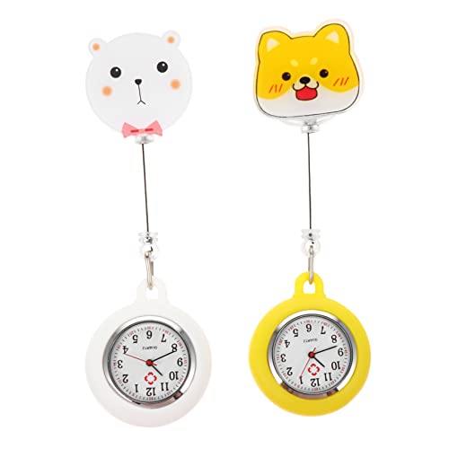 TOPPERFUN Krankenschwester Taschenuhr 2 Stücke Teleskop Uhr mit Clip Silikon Analog für Pflegekräfte Unisex für Medizinische Berufe von TOPPERFUN