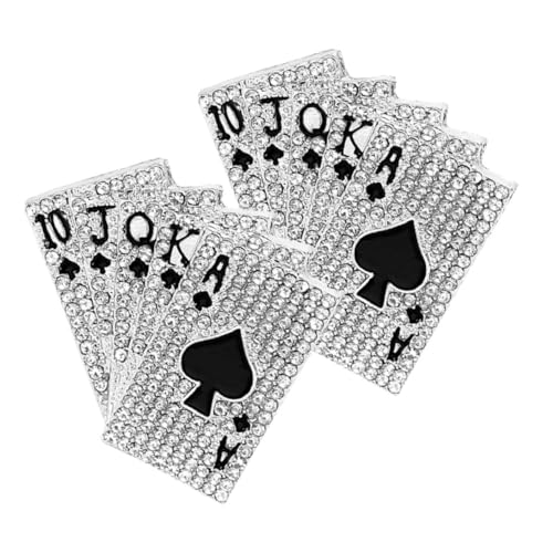 TOPPERFUN 2 Stück Poker Brosche mit Strass für Hip Hop Einzigartige Anstecknadel im Spielkarten Design Unisex Brustnadel für Anzüge Lässige Modeaccessoires Legierung von TOPPERFUN