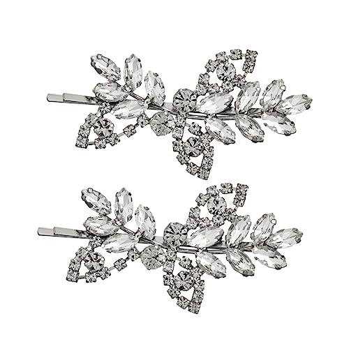 TOPPERFUN 2 Stück Strass Haarspangen für Haarschmuck mit Blattdesign Clips für Mädchen für Hochzeiten und Festlichkeiten von TOPPERFUN