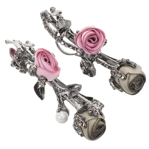TOPPERFUN 2 Stück Rosenblüten Haarklammern mit Funkelnden Strasssteinen Asiatische Haarspangen Elegante Haarclips für Damen und Mädchen für Hochzeiten Partys und Festliche Anlässe von TOPPERFUN