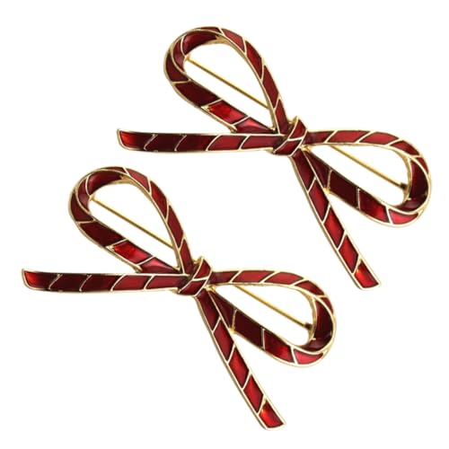 TOPPERFUN 2 Stück Rote Brosche mit Schleifenmotiv Anstecknadel für Hochzeiten und als Modisches Accessoire für Damen Robuste und Stilvolle Verarbeitung Vielseitig Kombinierbar von TOPPERFUN