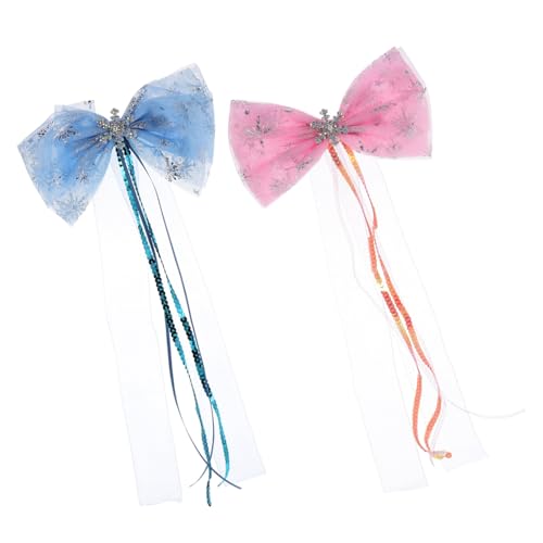 TOPPERFUN 2 Stück Schneeflocke Haarklammern mit Schleifen knoten Design Festhaltende Haarspangen in Blau und Rosa Festliche Weihnachts haarschmuck für Damen und Mädchen Geeignet für Party von TOPPERFUN