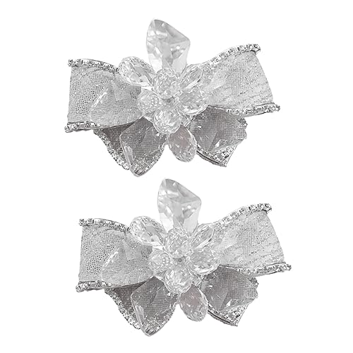 TOPPERFUN 2 Stück Schuhclip mit Strass und Schleife DIY Schuhverzierung für Damen Hochzeits und Partyschuhe Weiß für Kreative Bastelprojekte von TOPPERFUN