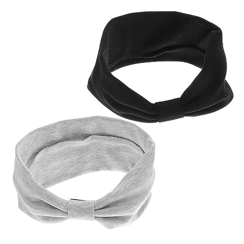 TOPPERFUN 2 Stück Sport Stirnbänder für Damen Elastische Yoga Haarbänder im Knotendesign Schwarz für Fitness Laufen und Workout Rutschfest und Atmungsaktiv von TOPPERFUN