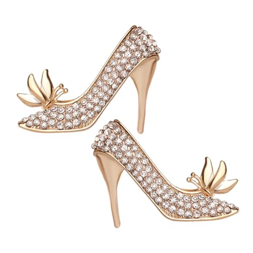 TOPPERFUN 2 Stück Strass Brosche Form von High Heels Funkelnde Pins für Damen Modeaccessoires für Kleidung und Taschen von TOPPERFUN