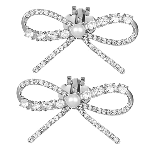 TOPPERFUN 2 Stück Strass Schleifen Schuhclips für Damen Abnehmbare Schuhdekoration mit Funkelnden Verzierungen für Pumps Sandalen und Ballerinas Elegantes Schuhzubehör von TOPPERFUN