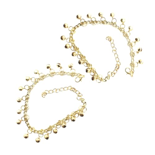 TOPPERFUN 2 Stück Stylische Glocken Fußkettchen für Damen Verstellbare Knöchel Schmuck Sommer Strand Schmuck mit Charmantem Goldene Fußkette für Jede Gelegenheit von TOPPERFUN