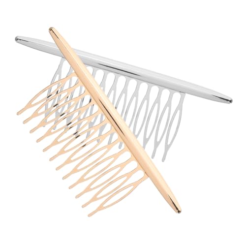 TOPPERFUN 2 Stück Teiliges Haarkamm Elektrobeschichtetem Legierungsmetall Glatte Gold Silberfarbene Haarschmuck accessoires Modische Seitenkämme für Damen und Mädchen Eleganter Haarschmuck von TOPPERFUN