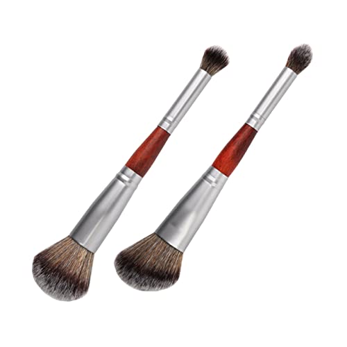 TOPPERFUN 2 Stück Teiliges Make up Pinsel Doppelkopf Puderpinsel Weiche Kompakte Schminkpinsel für Lose Puder Blush und Lidschatten für Damen und Professionelle Anwendung von TOPPERFUN