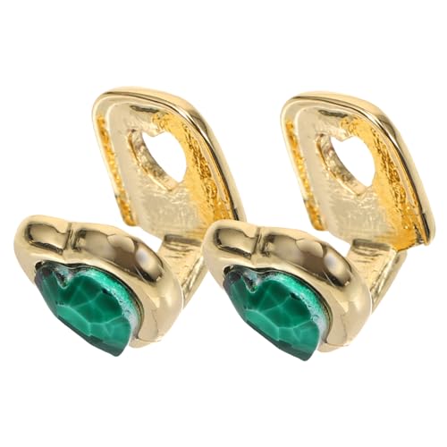 TOPPERFUN 2 Stück Teiliges Metallzahn grill Herzförmigem Grünen Schmuck Abnehmbar und Passend für Zähne Modisches Hip hop zahnschmuck accessoire für Halloween Party und Alltag von TOPPERFUN