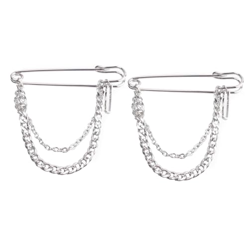 TOPPERFUN 2 Stück Teiliges Modisches Kettenbrosche für Damen Stylische Anstecknadel als Vielseitiger Brustpin für Freizeit und Offizielle Anlässe von TOPPERFUN