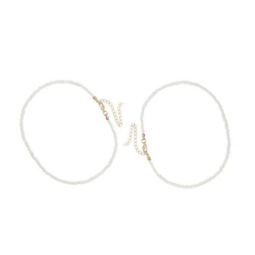 TOPPERFUN 2 Stück Teiliges Perlen Halsketten für Damen Bunte Einzelne Reihe Minimalistisches Design Vielseitiger Schmuck für Alltag Partys und Besondere Anlässe Halsdekoration von TOPPERFUN