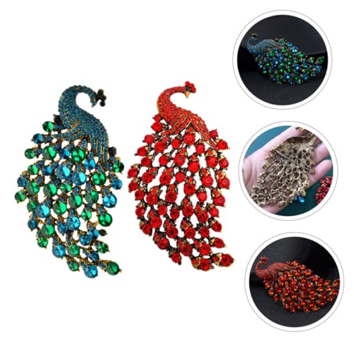 TOPPERFUN 2 Stück Teiliges Pfauen broschen Funkelnden Strasssteinen Elegante Anstecknadeln für Damen Modische Tier broschen für Kleidung Vielseitige Schmuck accessoires für Festliche von TOPPERFUN