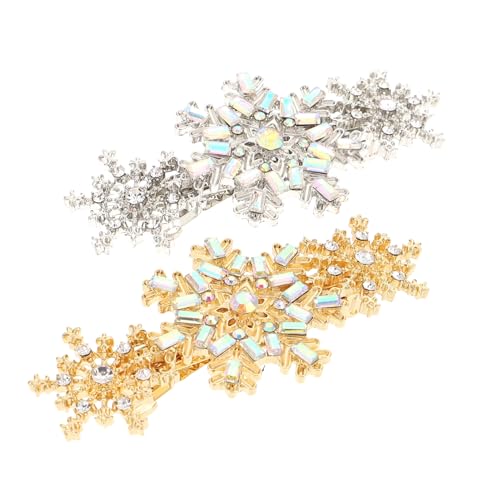 TOPPERFUN 2 Stück Teiliges Schneeflocken Haarschmuck mit Strasssteinen Glitzernde Haarklammern in Gold und Silber Haarspangen für Frauen und Mädchen Festliche Accessoires für Weihnachten von TOPPERFUN