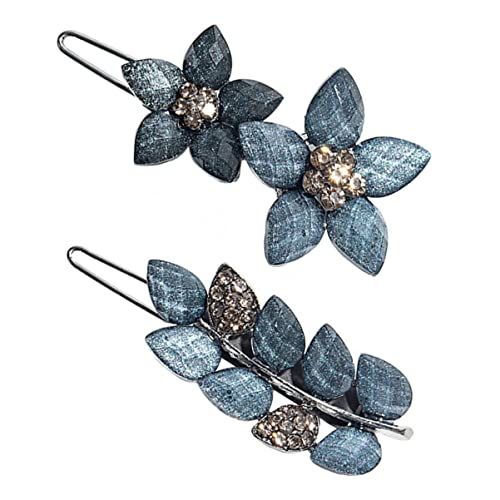 TOPPERFUN 2 Stück Teiliges Set Wasserdiamant Blumen Haarspangen für Damen Haarnadeln mit Blattdesign für Hochzeiten und Besondere Anlässe Glitzer Haarschmuck für Mädchen und von TOPPERFUN