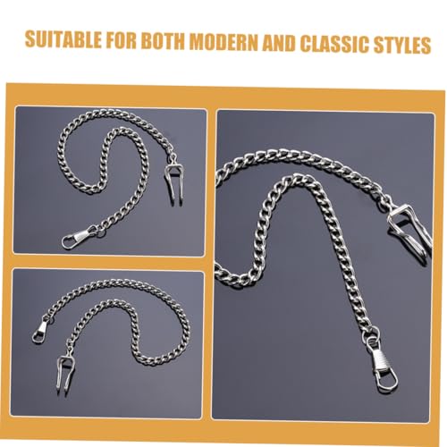TOPPERFUN 2 Stück Teiliges Silberfarbene Taschenuhrketten aus Hochwertigen Materialien Verstellbare Minimalistisches Design Elegante Schmuckkette für Herren Hosen Jeans und von TOPPERFUN