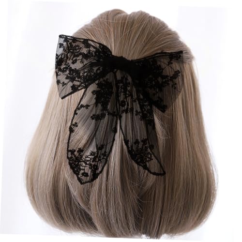 TOPPERFUN 2 Stück Teiliges Spitzen haarspangen mit Schleife Eleganter Haarschmuck für Damen Starker Griff bei Dickem und Dünnem Haar Geeignet für Alltag und Büro Schwarz und Weiß von TOPPERFUN