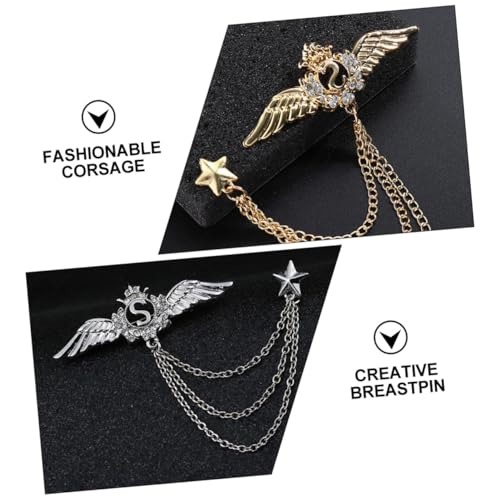 TOPPERFUN 2 Stück Teiliges Sternförmiges Brustnadel Engelsflügel Design Elegante Ansteckbroschen Gold und Silber Modische Mantelbrosche für Anzug Schal und Tasche Stilvolles Accessoire für von TOPPERFUN