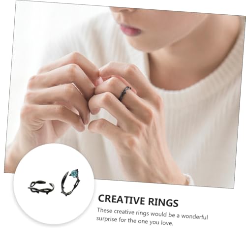 TOPPERFUN 2 Stück Teiliges Thorn Verstellbarer Offener Finger Daumenring Modischer Hochzeitsschmuck für Herren und Damen Einzigartiges Design Langlebige Verarbeitung von TOPPERFUN