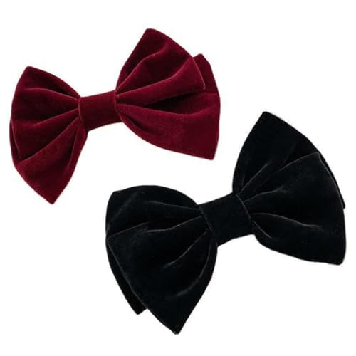 TOPPERFUN 2 Stück Teiliges Vintage Samt Schleifen Haarspangen mit Federverschluss Leichte Flexible Damen Haarclips für Zartes Haar Eleganter Haarschmuck für Alltag und Besondere Anlässe von TOPPERFUN