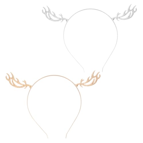 TOPPERFUN 2 Stück Teiliges Weihnachts Haarreif mit Metallgeweih Leichtes Tragbares Rentier Haarband für Damen und Mädchen Festliches Kopfschmuck Accessoire für Weihnachten und Karneval von TOPPERFUN