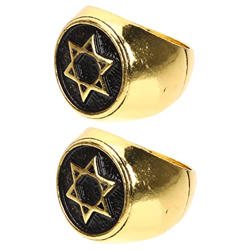 TOPPERFUN 2 Stück Titanstahl Herrenring im Hexagonalen Stern Design Modisches Accessoire für Partys und Besondere Anlässe Langlebig und Auffällig für Freundschaften und Tägliches Tragen von TOPPERFUN