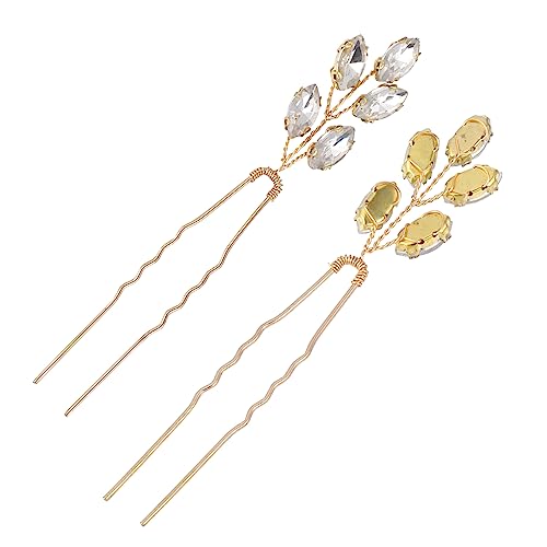 TOPPERFUN 2stücke U-förmige Haarnadeln Für Damen Hochzeitshaarspangen Mit Strasssteinen Brautkopfbedeckungen Haarklammern Aus Langlebigem Material von TOPPERFUN