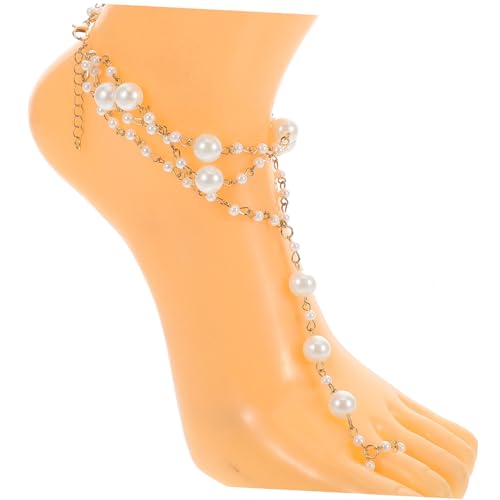 TOPPERFUN 2 Stück Verstellbare Fußkettchen mit Perlen und Quasten Leichtes Schmuck Accessoire für Damen Barfuß Sandalen Schmuck für Sommerurlaub Strand und Freizeit von TOPPERFUN