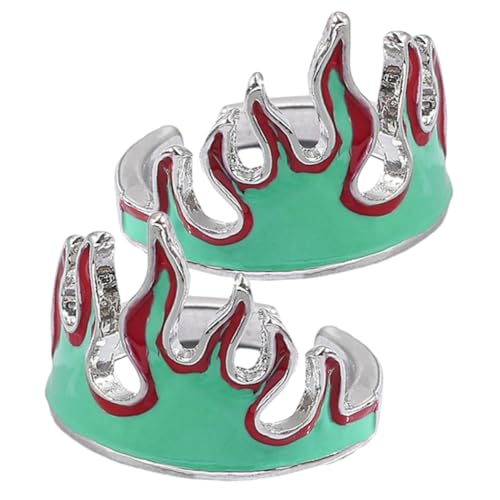 TOPPERFUN 2 Stück Verstellbarer Offener Damenschmuck Feuerflammen ring Individuell Anpassbar Modischer Finger accessoire Geschenk für Weihnachten Valentinstag Geburtstag von TOPPERFUN