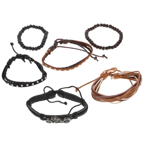 TOPPERFUN 2 Stück Vintage Armband Herren Retro PU Armbänder Geflochtene Wickelarmbänder Ethno Stil Punk Schmuck für Alltag und Festivals von TOPPERFUN