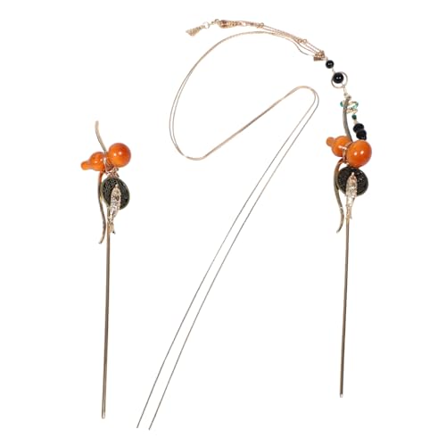 TOPPERFUN 2 Stück Vintage Haarnadeln Chinesische Haarstäbchen Mit Kürbisquasten Lange Dicke Dutts Haarnadeln Styling Zubehör Für Frauen Und Mädchen von TOPPERFUN