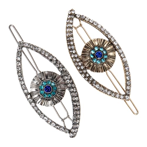 TOPPERFUN 2 Stück Vintage Haarschmuck Damen Rhinestone Haarspangen Haarklammern mit Bösem Auge Design Eleganter Haarschmuck für Party Hochzeit Alltag Dutt und Seiten Haarclip Funkelnde von TOPPERFUN