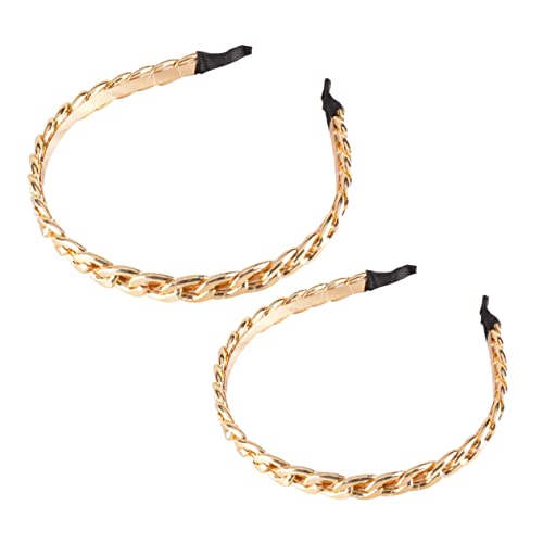 TOPPERFUN 2 Stück Ketten Haarreifen Metall Stirnband Für Frauen Mode Haarschmuck in Gold Für Partys Und Hochzeiten Einfaches Design Für Haararten Geeignet von TOPPERFUN