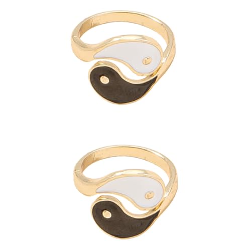 TOPPERFUN Verstellbarer Offener Fingerring Vintage Design 2 Stücke Mädchenschmuck Ring Kreativer Dekorativer Trigramm Ring Für Festlichkeiten von TOPPERFUN