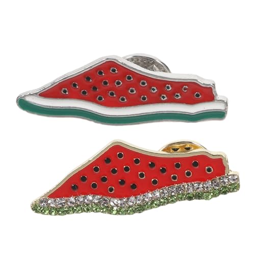 TOPPERFUN 2 Stück Wassermelonen Brosche Retro Wassermelonen Schmuck Reverskragen Zubehör Hutbrosche Süße Emaille Anstecknadeln Obst Emaille Schmuck Obst Kragennadel Wassermelonen von TOPPERFUN