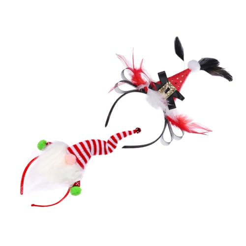TOPPERFUN 2 Stück Weihnachtlicher Haarreif Santa Claus Stirnband mit Weißem Bart Weihnachtsdeko für Damen Karneval Party Kostüm Zubehör Festliche Haarschmuck von TOPPERFUN