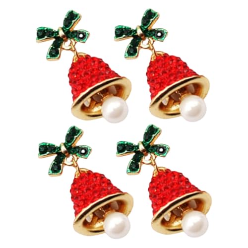 TOPPERFUN 2 Stück Weihnachts Glöckchen Ohrringe mit und Schleife Silberstecker Festlicher Schmuck für Weihnachten und Neujahr Accessoire für Partys von TOPPERFUN