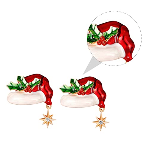 TOPPERFUN 2 Stück Weihnachtsbroschen Hübsche Weihnachtsmütze Anstecker Stilvolle Weihnachtsaccessoires für Kleidung Taschen und Schals für Festliche von TOPPERFUN