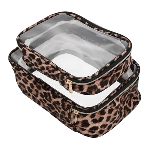 TOPPERFUN 2 Stück wasserdichte Kosmetiktasche Große Leopardenmuster Reise kulturbeutel Transparent Vielseitig für Damen Leicht Tragbar mit Großem Fassungsvermögen für Camping Urlaub von TOPPERFUN
