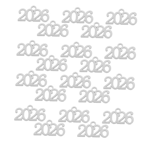 TOPPERFUN 20 Stück Charms Abschlussjahr 2026 – 3D Metallquaste Charm Anhänger Mit Der Jahreszahl 2026 Selbermachen Für Die Schmuckherstellung Jahrestag von TOPPERFUN