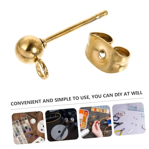 TOPPERFUN 20 Stück Edelstahl Rundkopf Ohrstecker Allergiefrei Langlebig DIY Schmuckzubehör für Frauen Mädchen Ohrschmuck zum Selbermachen Goldfarben von TOPPERFUN