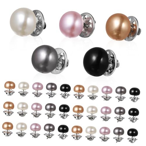 TOPPERFUN 25Stücke Broschen Knöpfe für Damen Exposure Sicherheitsnadeln Hellrosa Perlweiß Champagner für Kleidung und Strickjacken Einfach Anzubringen von TOPPERFUN