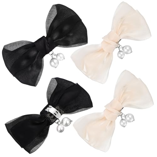 TOPPERFUN 2paare Schuhclips Mit Schleife Und Kunstperlen Schuhschnallen Für Flache Schuhe Und Pumps Abnehmbare Schuhdekor Für Damen Hochzeit Und Party von TOPPERFUN
