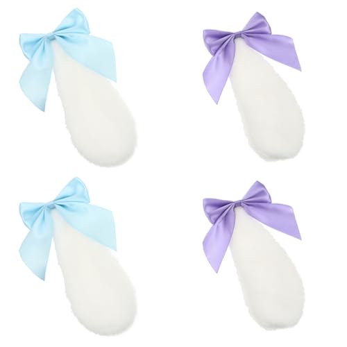 TOPPERFUN 2Paare Plüsch Kaninchenohren Haarspangen mit Schleife Himmelblau Süßer Haarschmuck für Mädchen und Damen für Partys und Cosplay Dekorationen von TOPPERFUN