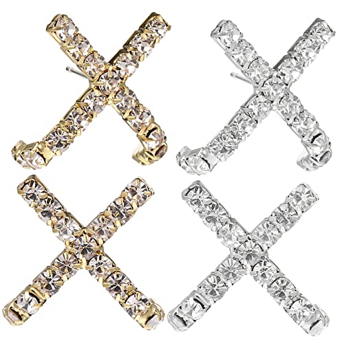 TOPPERFUN 2Paare Silberkreuz Ohrstecker mit Glänzenden Zirkonia für Frauen Leicht Hypoallergen Eleganter Schmuck von TOPPERFUN