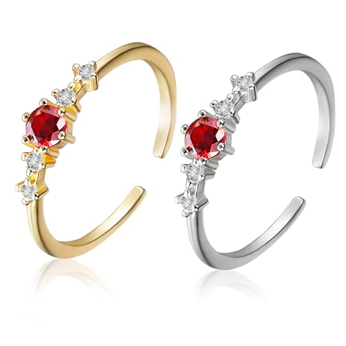 TOPPERFUN 2stücke Edelsteinringe Damen Offene Ringe Mit Edelsteinen Schmuck Für Frauen Mädchen Eheringe Dekorative Fingerringe Geschenkidee Geburtstag Weihnachten Jubiläum von TOPPERFUN