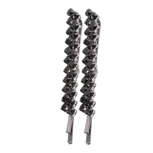 TOPPERFUN 2stücke Metall Haarnadeln Mit Strasssteinen Dekorative Haarspangen Für Frauen Und Mädchen Schwarz Funkelnde -haarspangen von TOPPERFUN