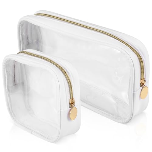 TOPPERFUN 2stücke Durchsichtige Make-up-Tasche Mit Reißverschluss Kulturbeutel Für Reisen Transparente Kosmetiktasche Aufbewahrungstasche Aus Dickem Geeignet Für Damen Und Täglichen von TOPPERFUN