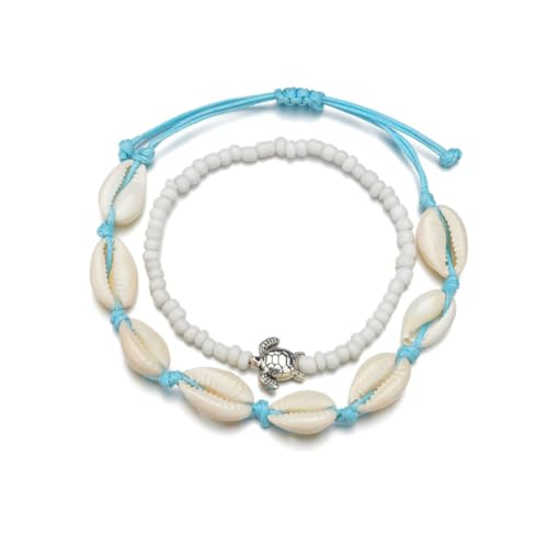 TOPPERFUN 2Stücke Kreative Knöchelkette mit Muschelperlen Vintage Fußschmuck Anpassbare Knöcheldekoration für Strand Sommer Perfektes für Frauen Freunde TOPPERFUN 2Stücke Kreative Knöchelkette mit Muschelperlen Vintage Fußschmuck Anpassbare Knöcheldekoration für Strand Sommer Perfektes für Frauen Freunde von TOPPERFUN